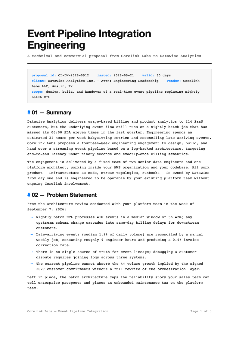 Tech minimalist business proposal